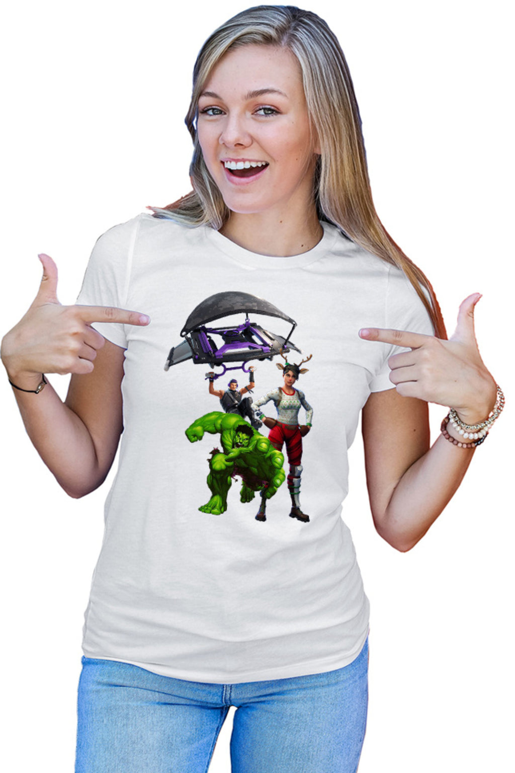 Tricou dama Hulk Fortnite Jump Parachute America Captain