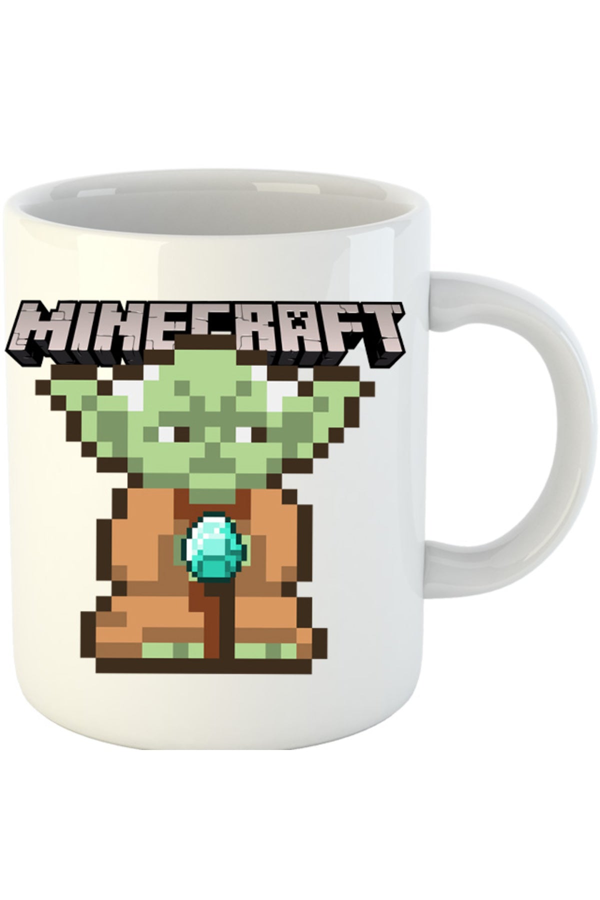 Cana Baby Yoda Minecraft Pixel Art Cute, alba, 330 ml