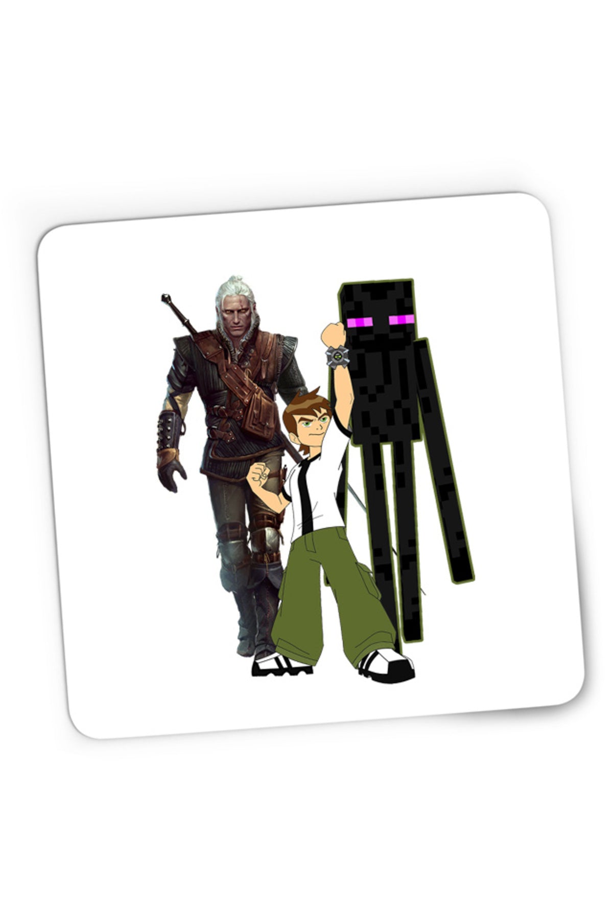 Mousepad Gaming Ben 10 Watch Minecraft Enderman Witcher Gerald Sword, 21x19 cm