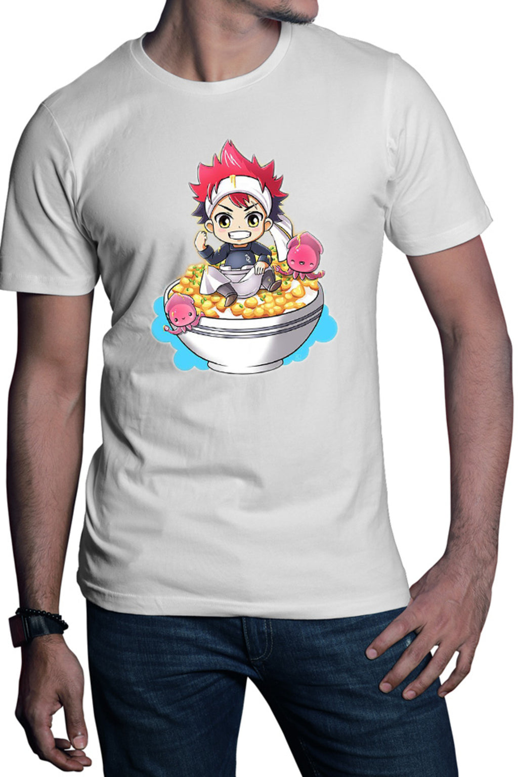 Tricou barbati Food Wars Chibi Souma Rice Bow Anime Kage