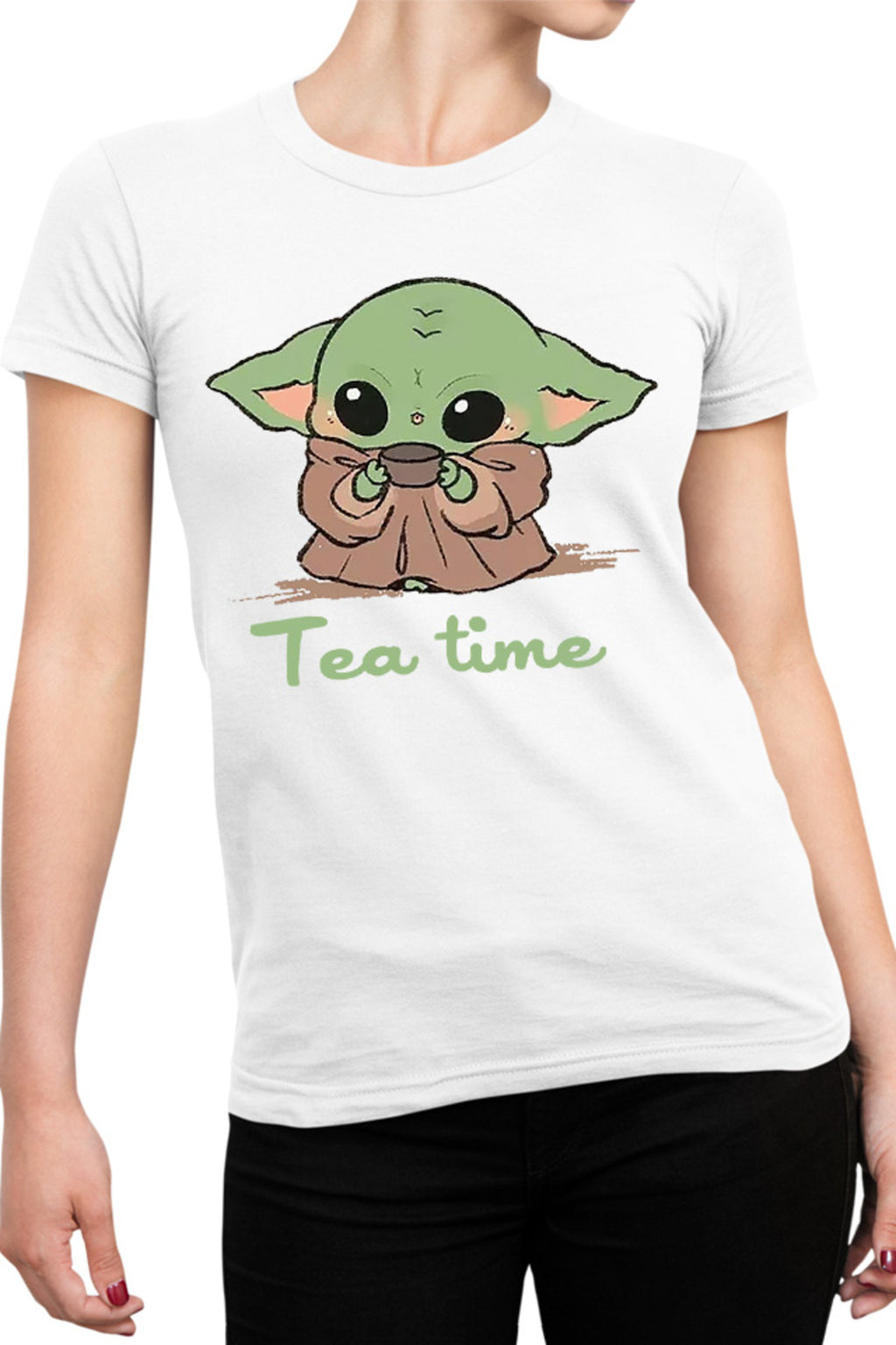 Tricou dama Baby Yoda Tea Time Drink Coffee