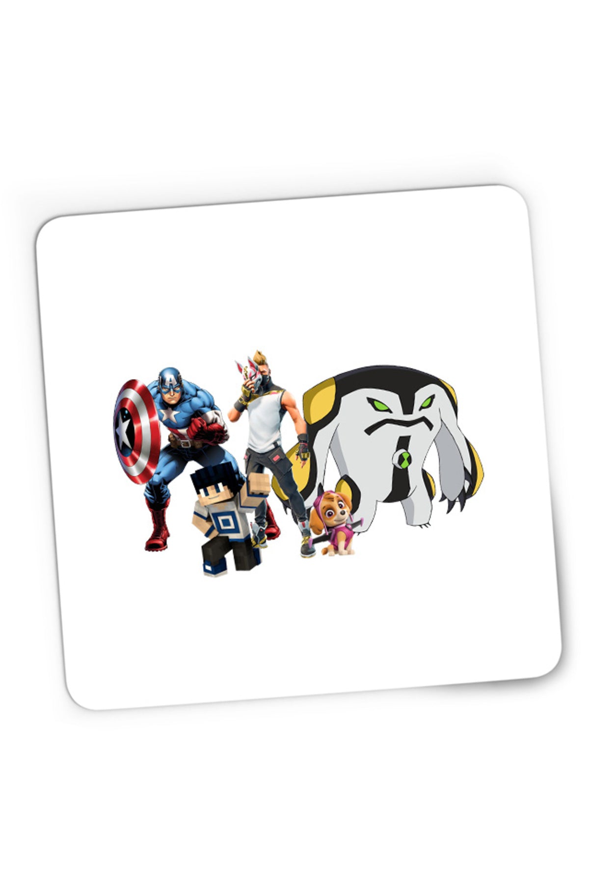 Mousepad Gaming Captain America Fortnite Fox Skin Minecraft Steve Paw Patrol, 21x19 cm