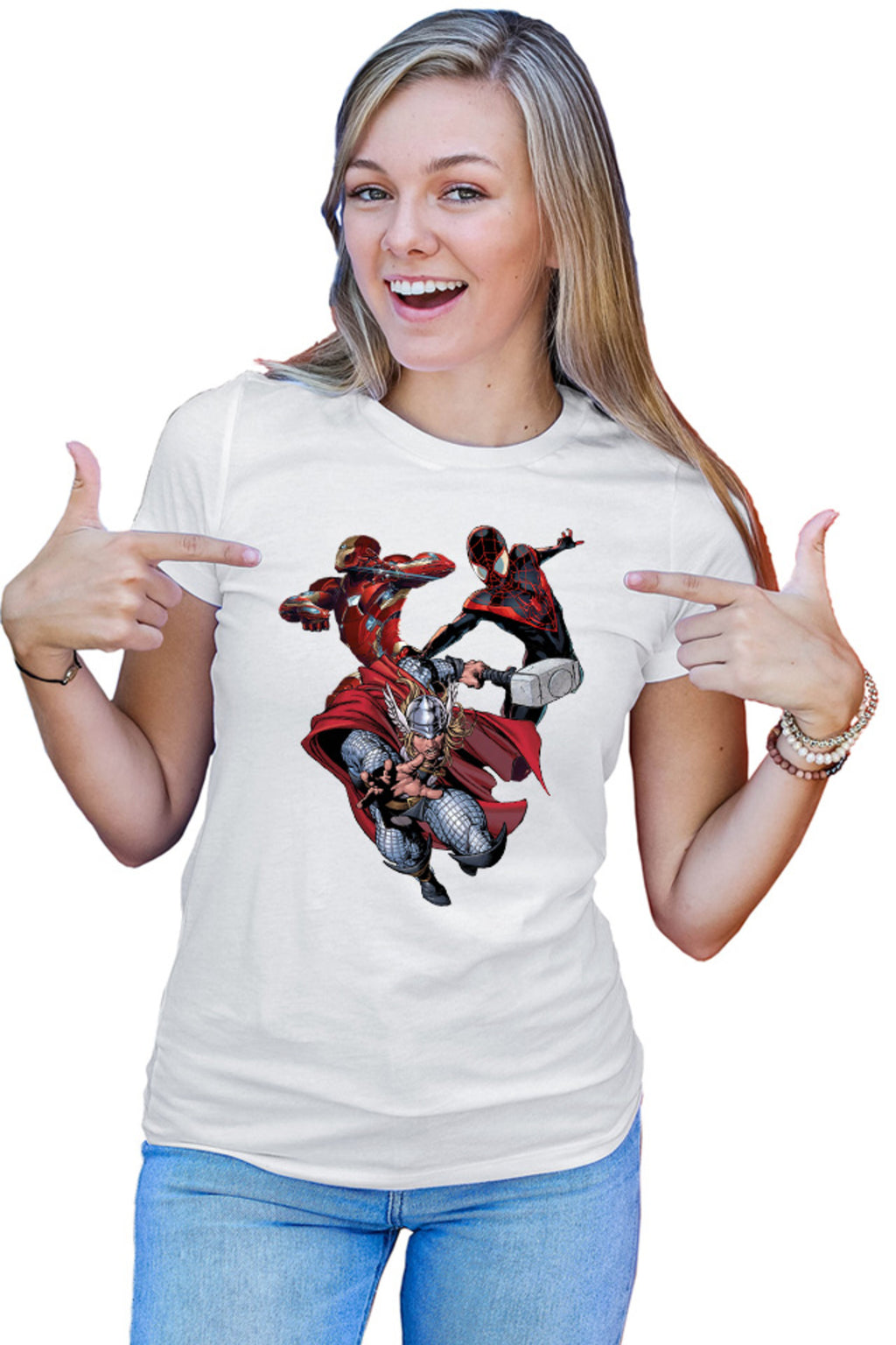 Tricou dama Ironman Thor Spiderman Thunder God Cartoons