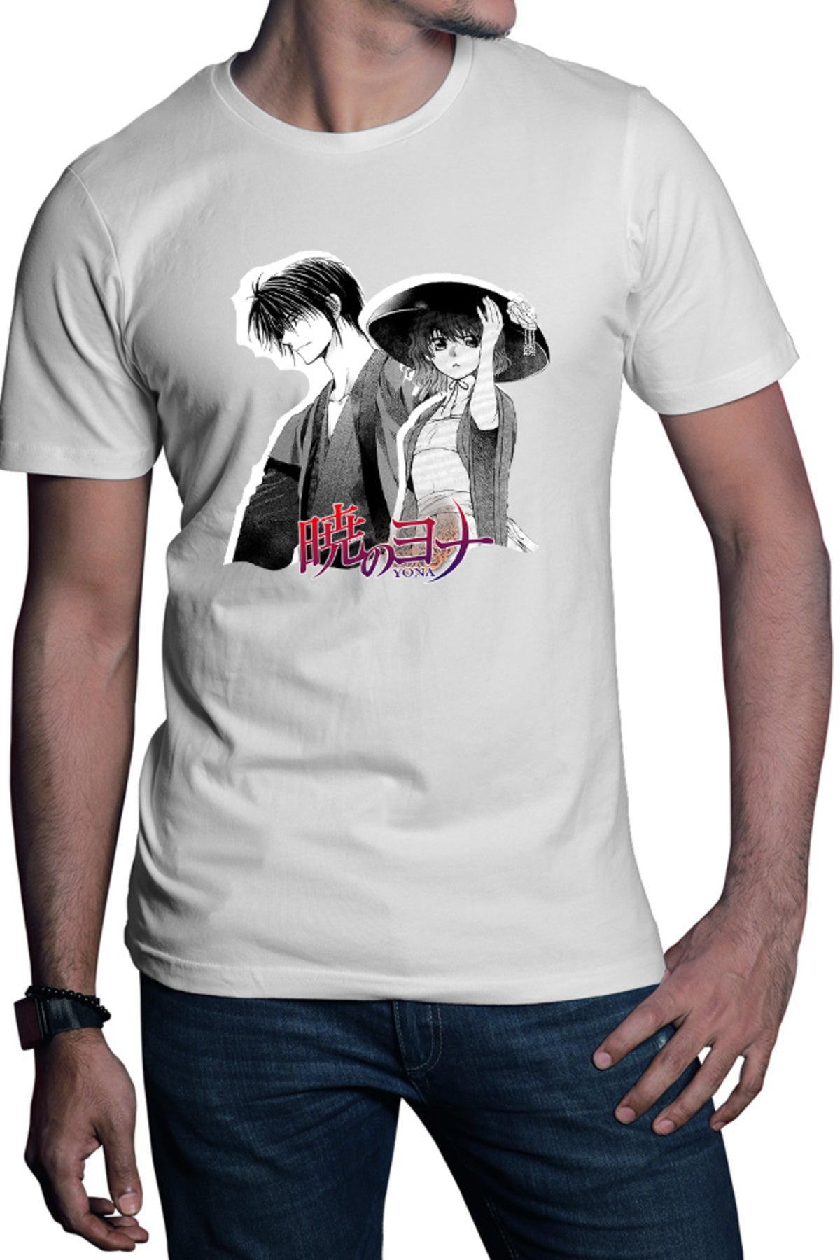 Tricou barbati Yona of the Dawn Couple Manga Yukata Hat Monochrome