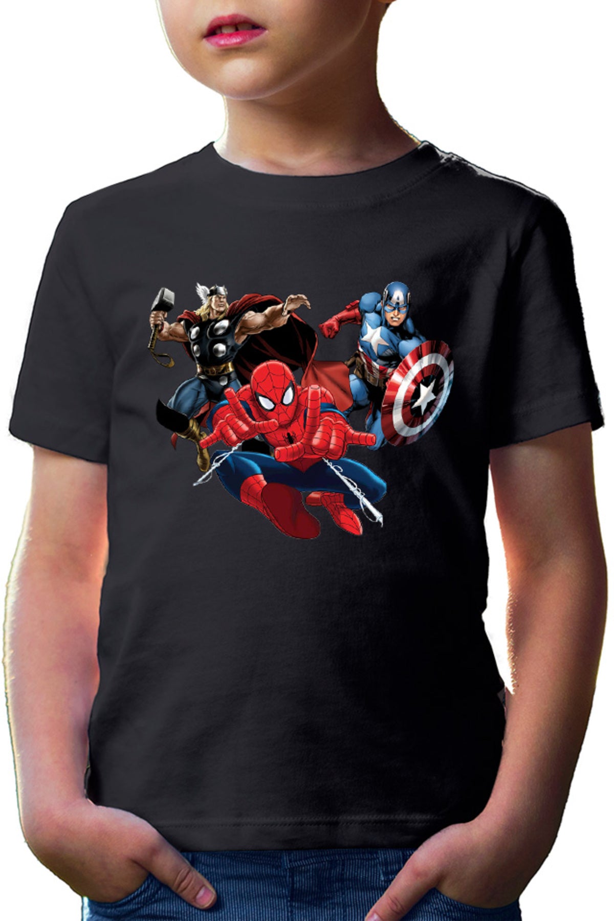 Tricou copii Spiderman Captain America Thor Fly Hero Cool