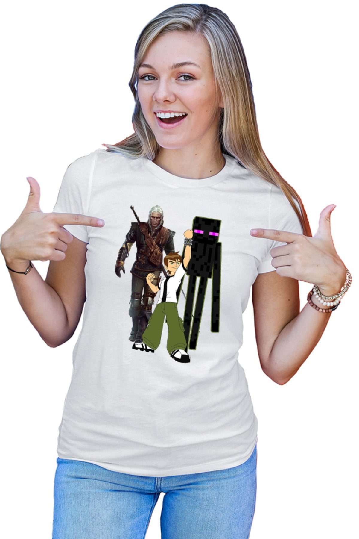 Tricou dama Ben 10 Watch Minecraft Enderman Witcher Gerald Sword