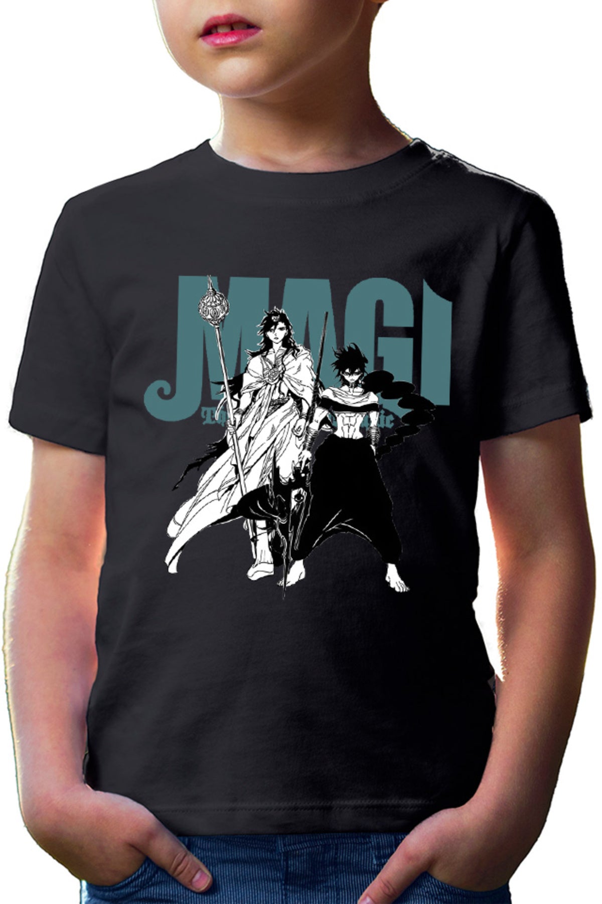 Tricou copii Magi The Labyrinth of Magic Group Photo Judar Sinbad Manga Style