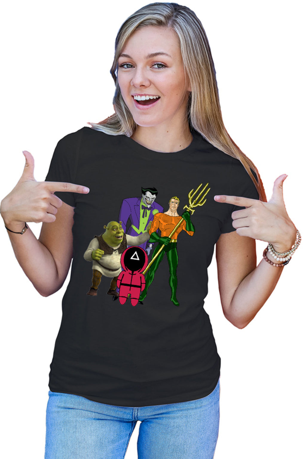 Tricou dama Aquaman Squid Games Shrek Joker Comics Batman Marvel