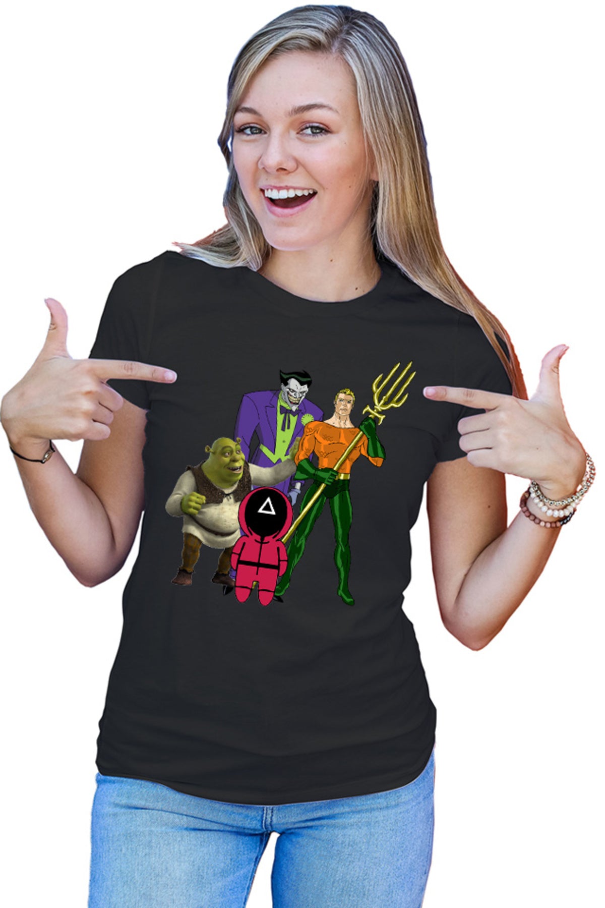 Tricou dama Aquaman Squid Games Shrek Joker Comics Batman Marvel