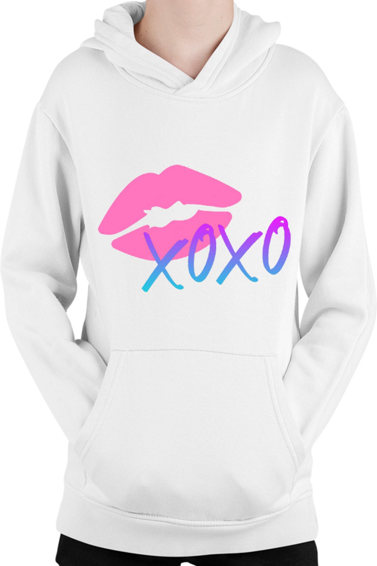Hanorac copii XOXO Logo Kiss Lips Lipstick Gradient Neon