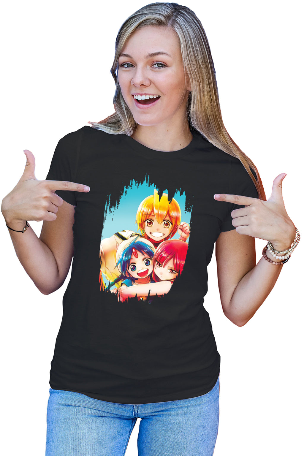 Tricou dama Magi The Labyrinth of Magic Protagonists Group Blue Sky