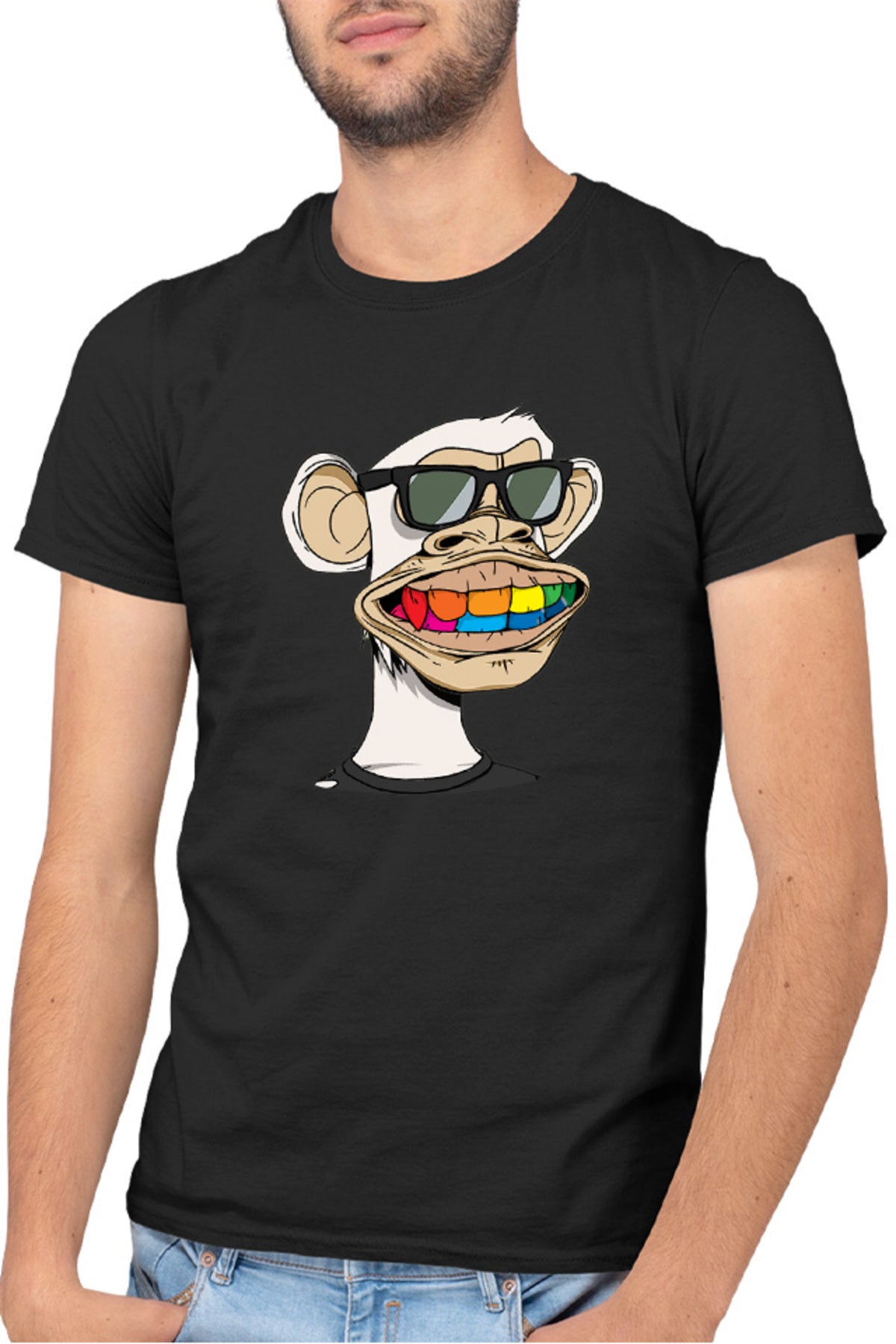 Tricou barbati NFT Monkey Sell Online Art Colors Humanoid