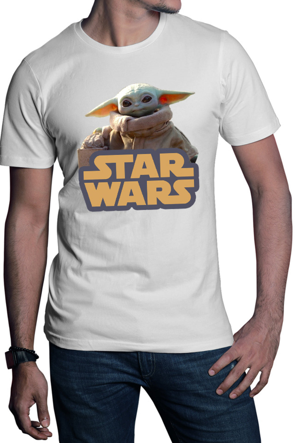 Tricou barbati Star Wars Baby Yoda Cute Small Logo Power
