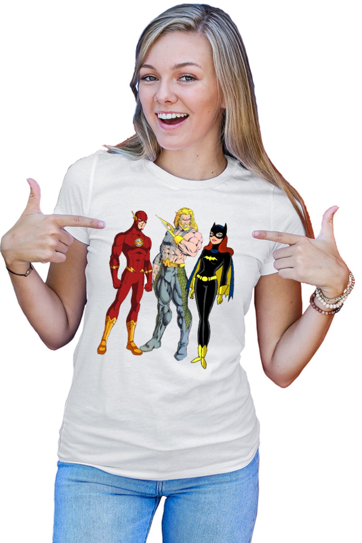 Tricou dama Aquaman Batgirl Flash Comics Cartoons Water Action