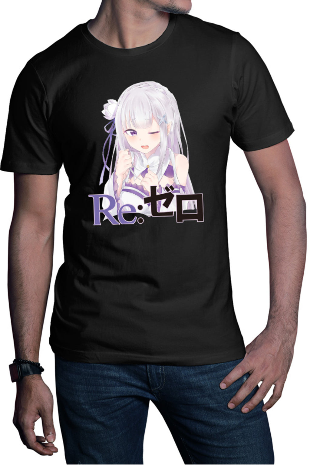 Tricou barbati Re Zero Emilia Neko Magic Princess Otaku Isekai