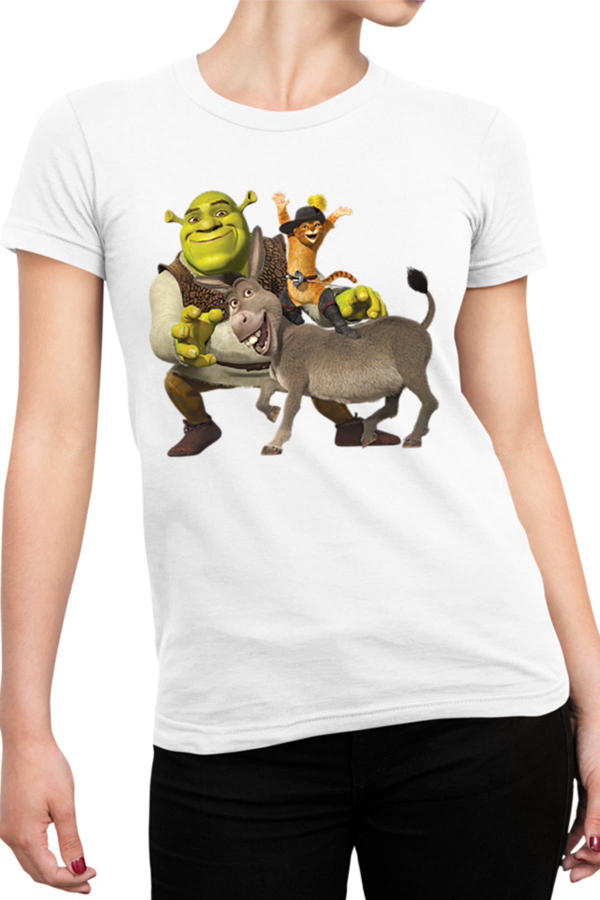 Tricou dama Shrek Donkey Puss In The Boots Story