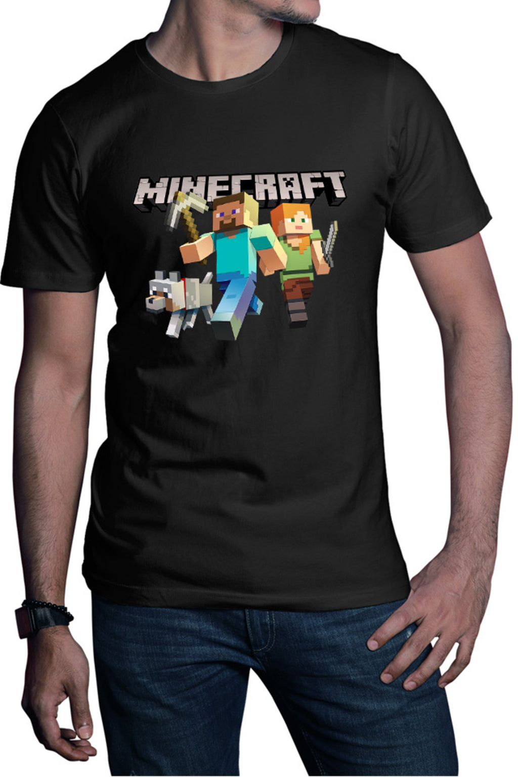 Tricou barbati Minecraft Go Mining Gold Power Red Stone Farm