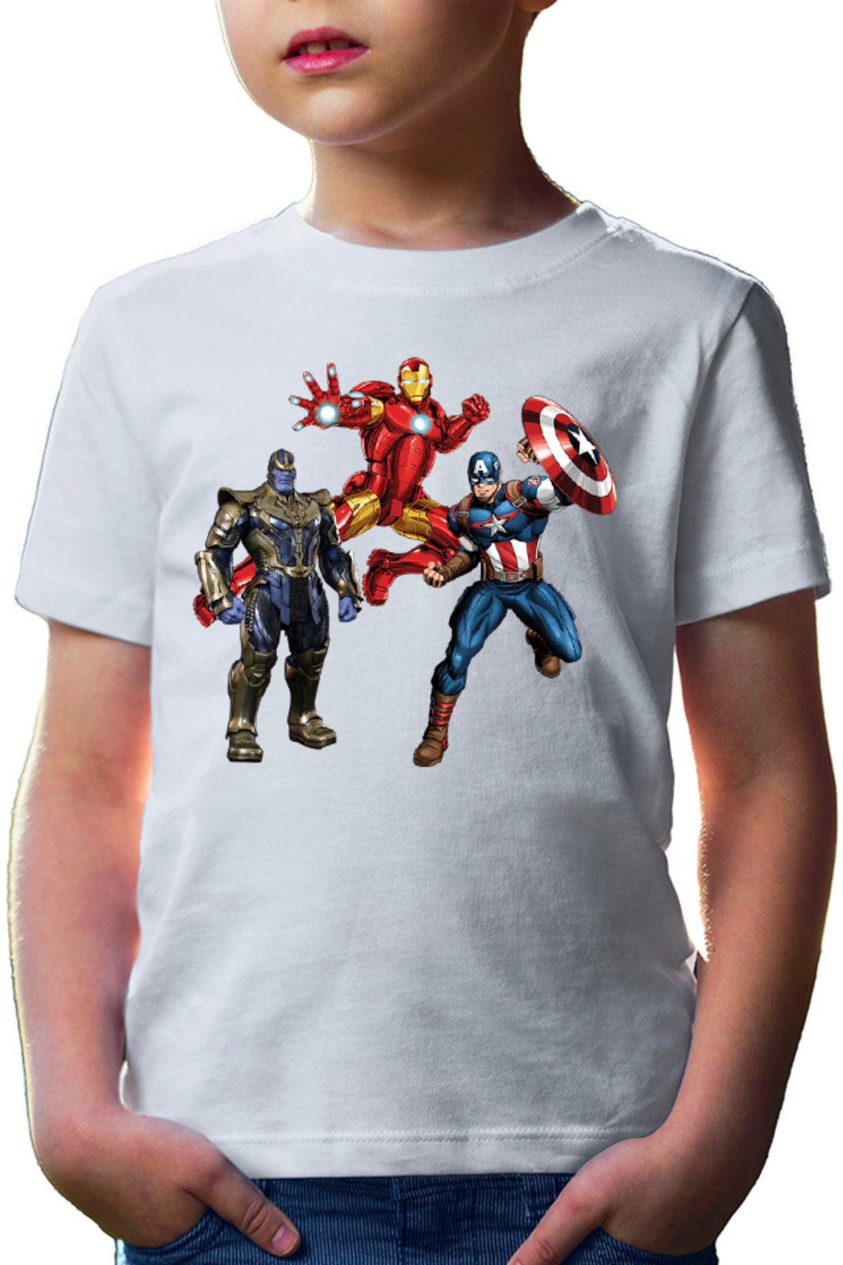 Tricou copii Captain America Iron man Jump Thanos Machine Action Toy