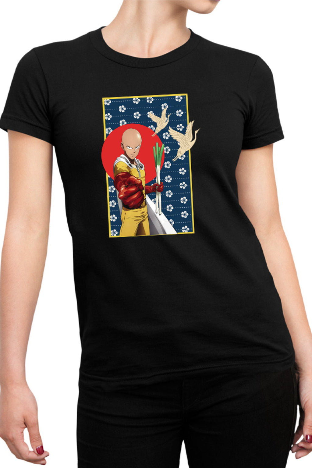 Tricou dama One-Punch Man Japanese Pattern Flag Bird