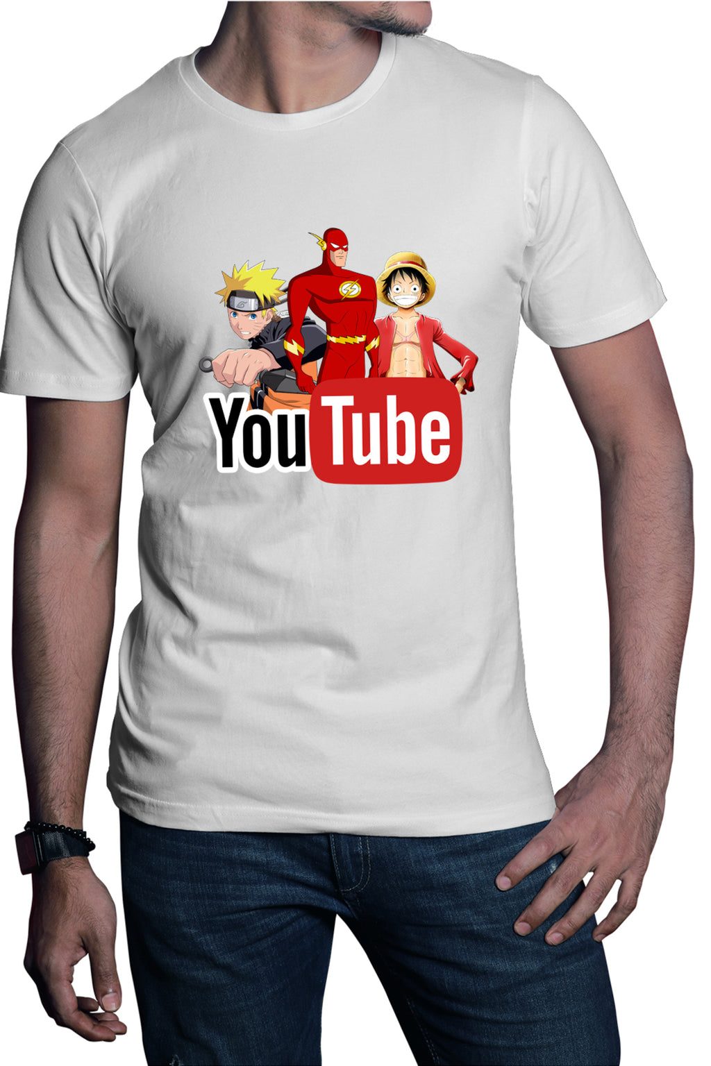 Tricou barbati The Flash Naruto One Piece Anime Cartoon