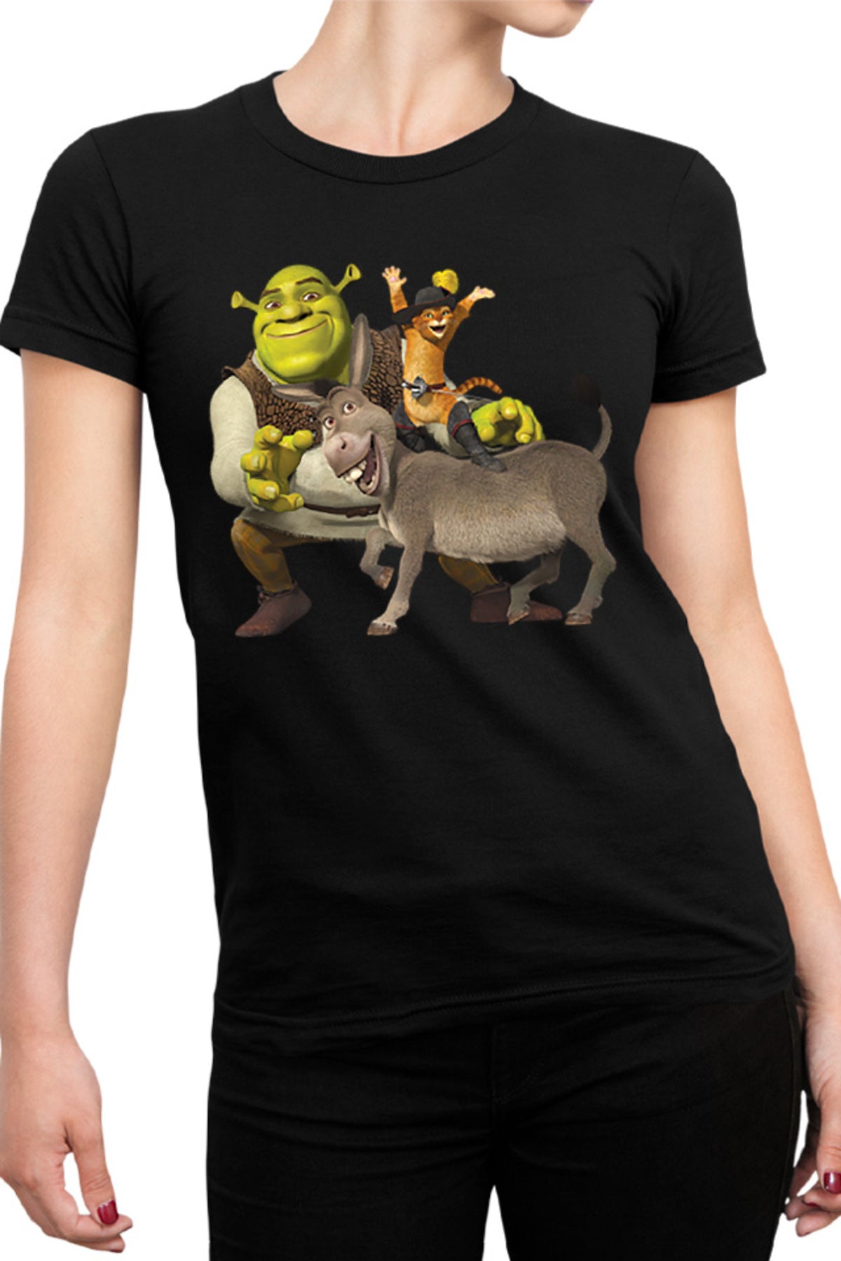 Tricou dama Shrek Donkey Puss In The Boots Story