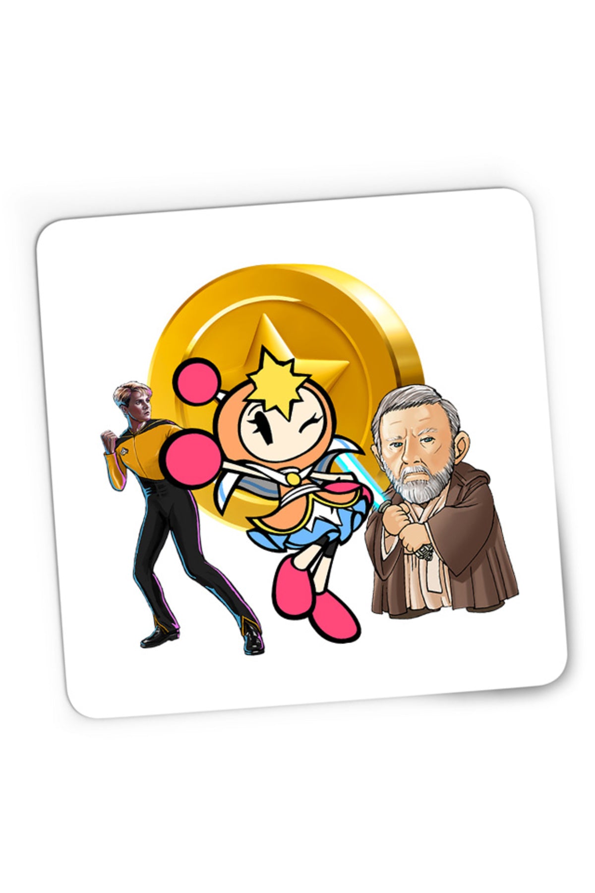 Mousepad Gaming Bomberman Obi Kenobi Star Trek Gold, 21x19 cm