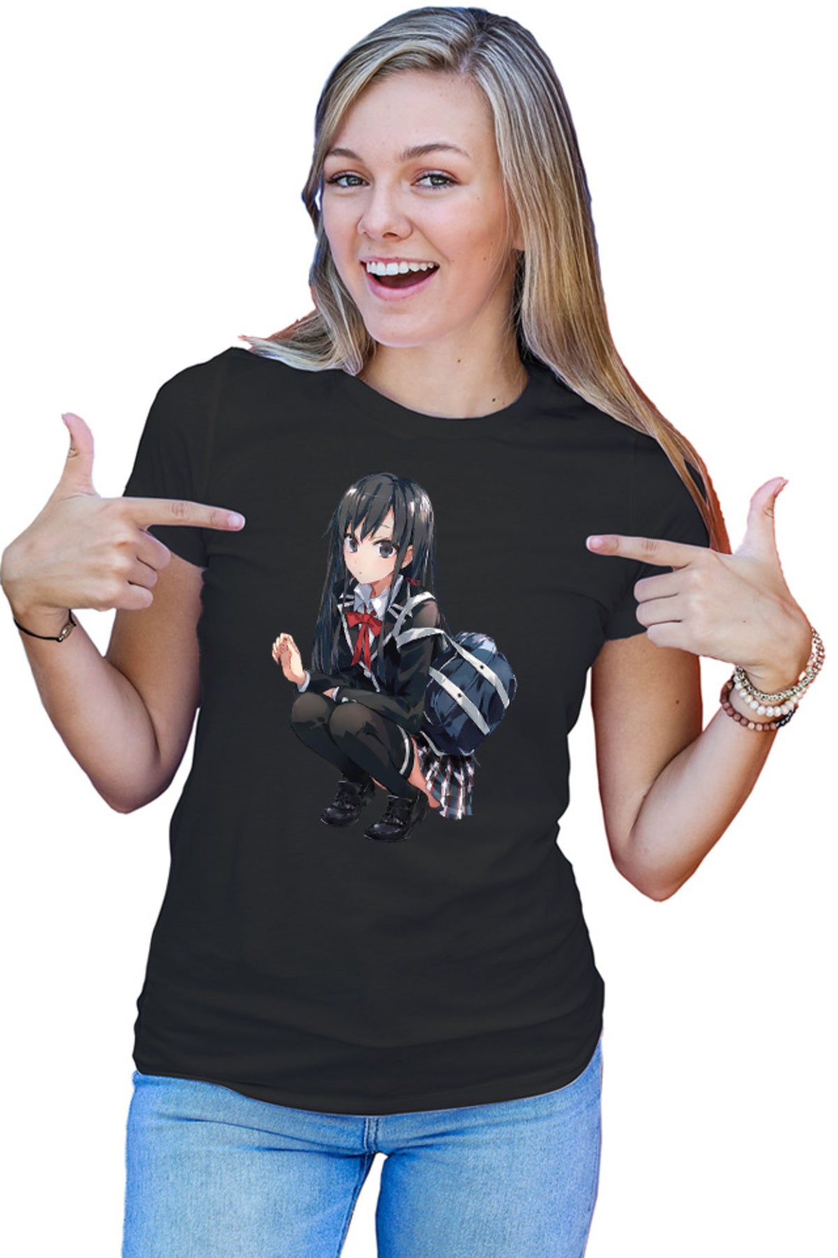 Tricou dama OreGairu Yukino Yukinoshita Snow Panda School Girl