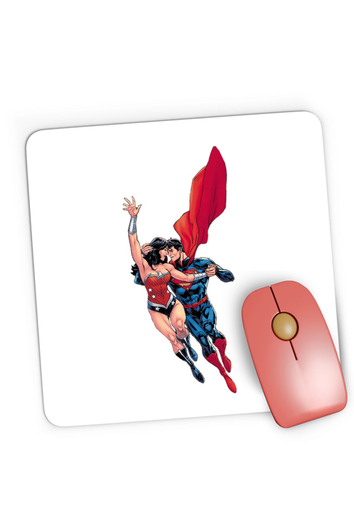 Mousepad Gaming Wonder Woman Superman Super Lovers Fly Cape Save Protect, 21x19 cm
