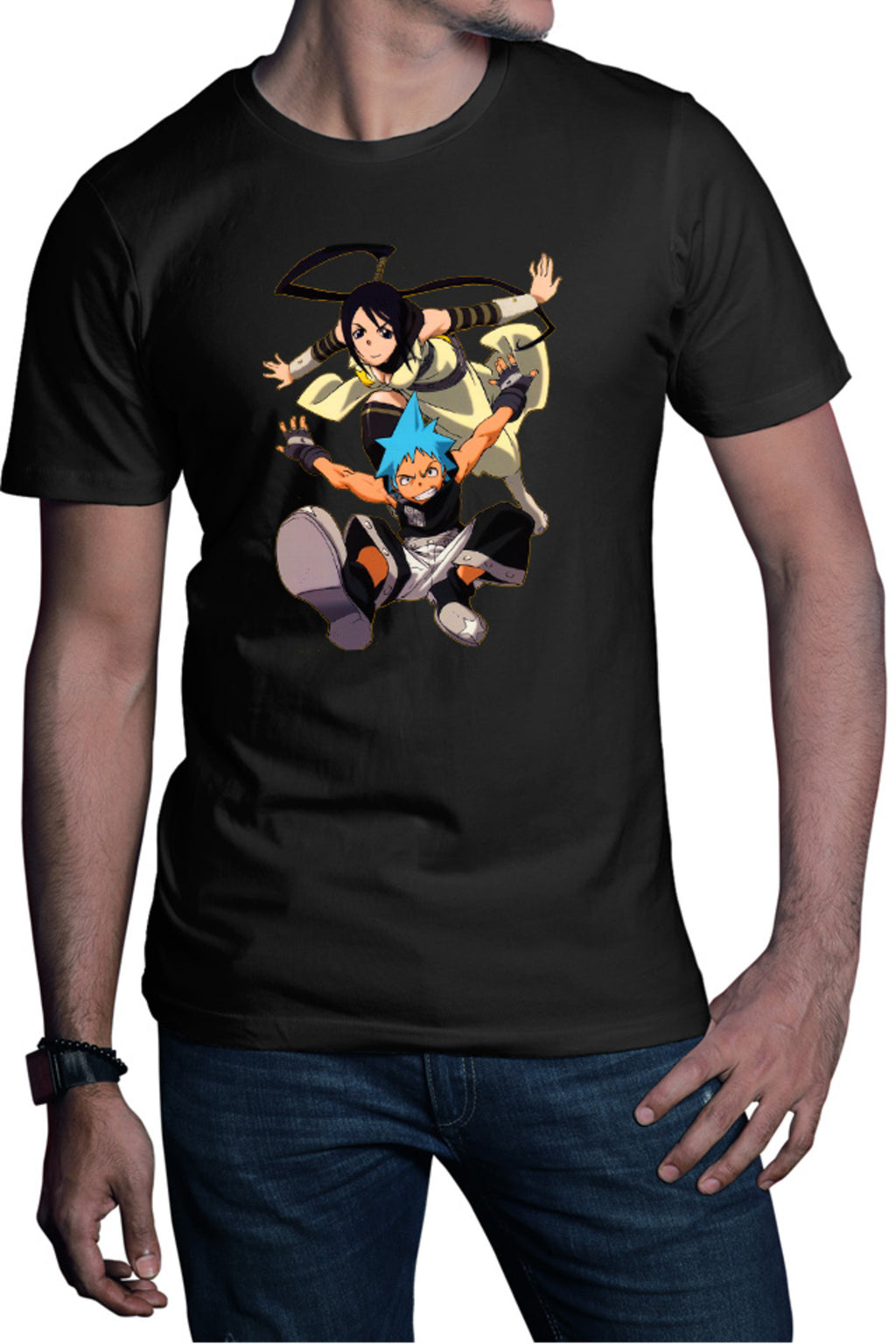 Tricou barbati Soul Eater Black Star Tsubaki Partner Supranatural Anime