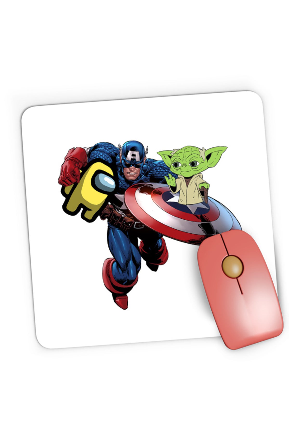 Mousepad Gaming Captain America Among Us Suspicious Star Wars Yoda Master, 21x19 cm