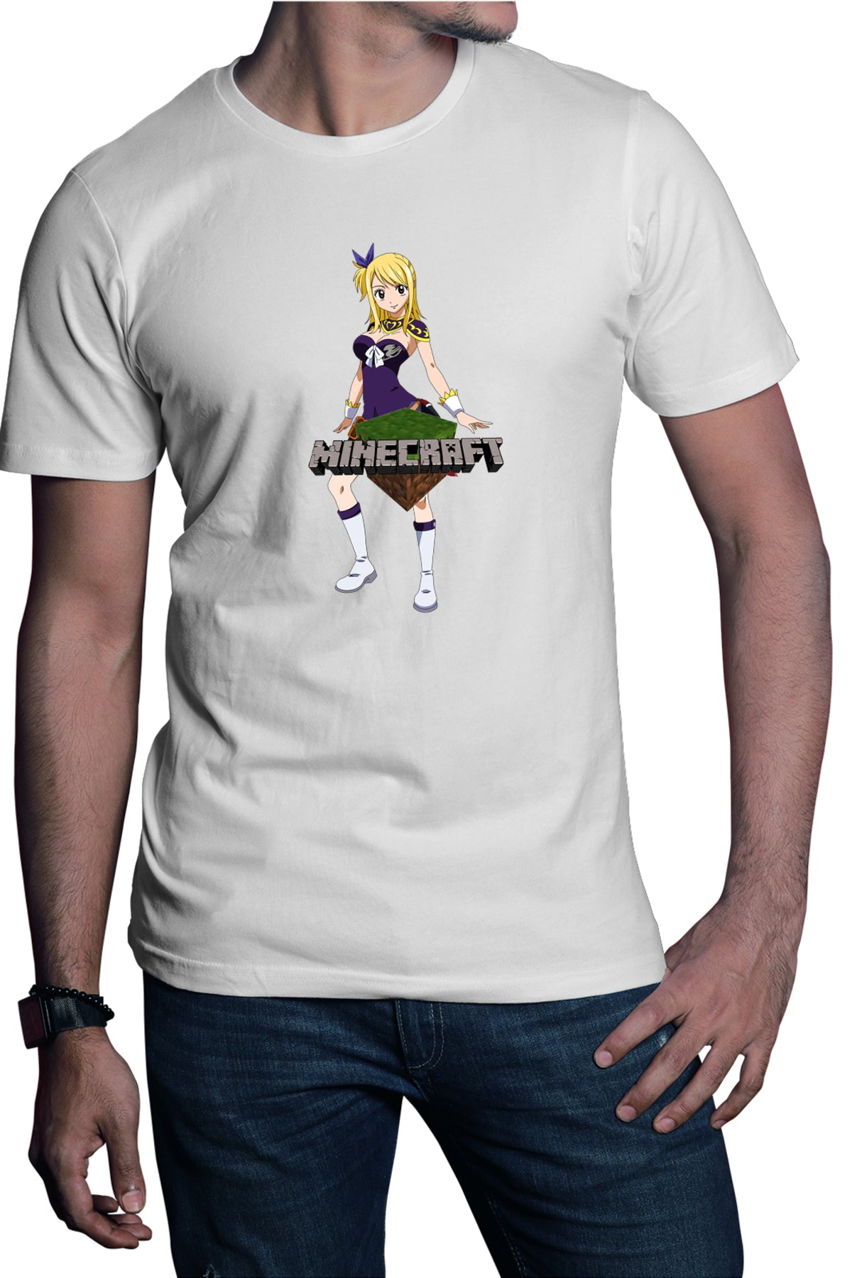 Tricou barbati Fairy Tail Lucy Minecraft Fan Anime Manga