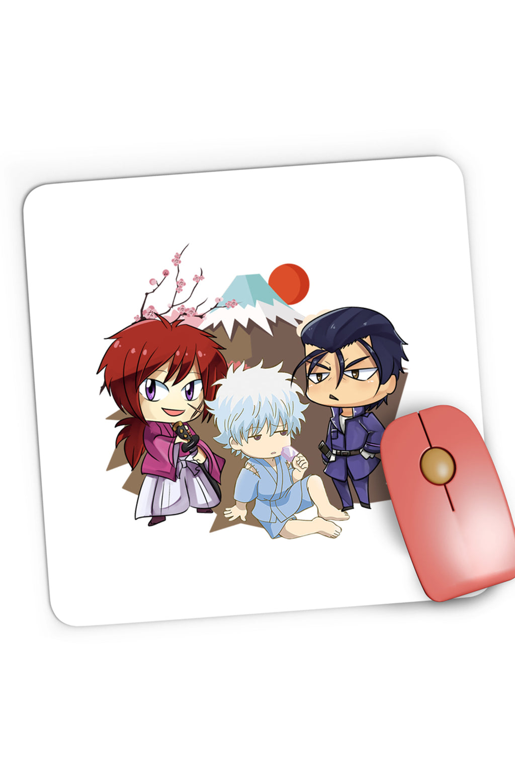 Mousepad Gaming Rurouni Kenshin Chibi Trio Kenshin Gintoki Hajime, 21x19 cm