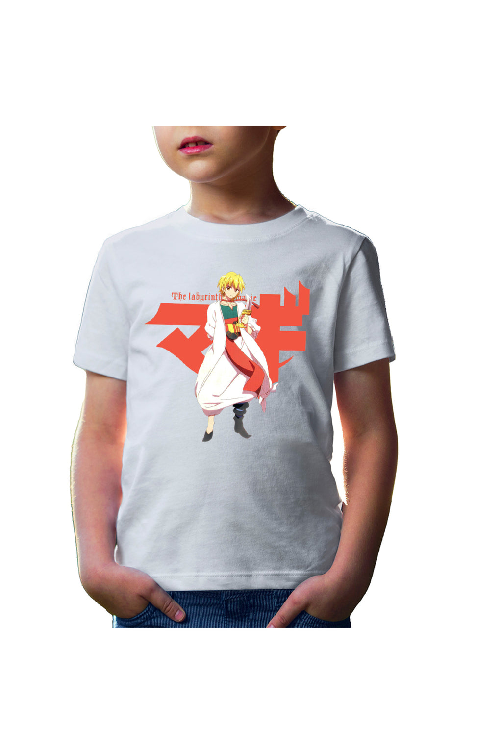 Tricou copii Magi The Labyrinth of Magic Alibaba Orange Character Pose