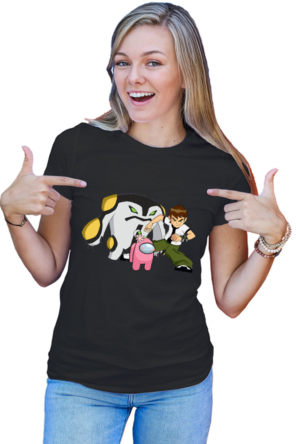 Tricou dama Among Us Flower Cute Ben 10 Monster Transform Teen