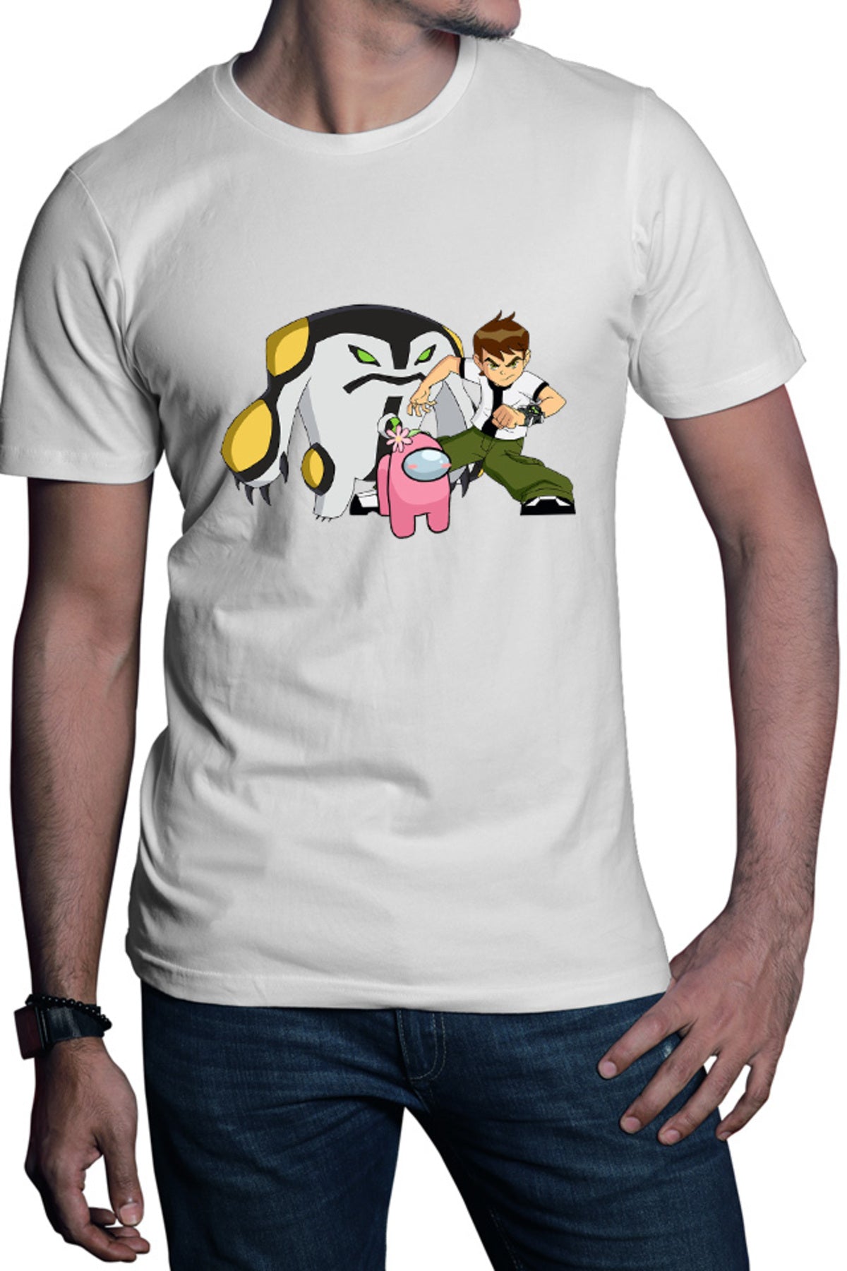 Tricou barbati Among Us Flower Cute Ben 10 Monster Transform Teen