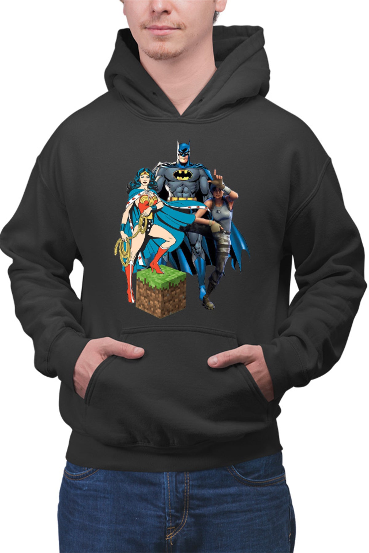 Hanorac barbati Wonder Woman Minecraft Grass Cube Batman Fortnite Dance