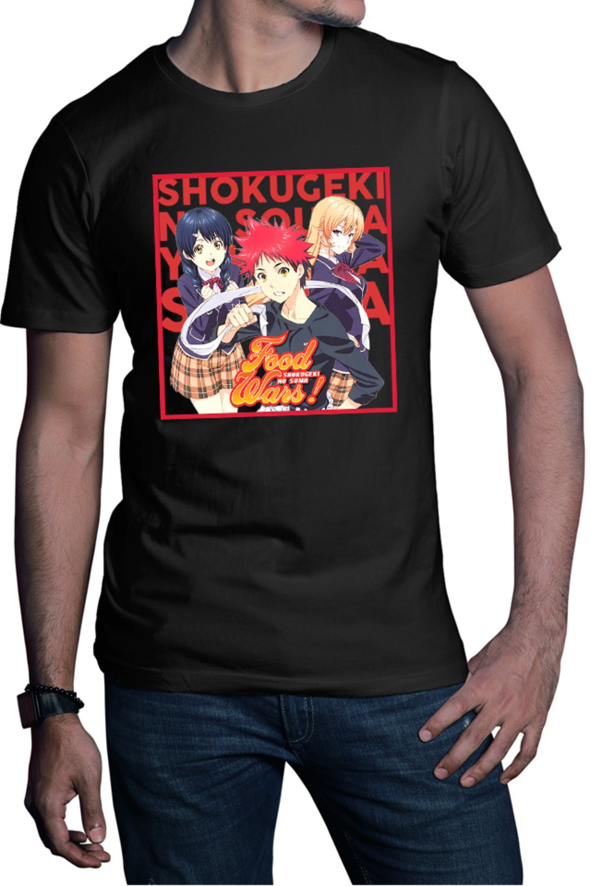 Tricou barbati Food Wars Souma Megumi Erica Trio Anime Cook