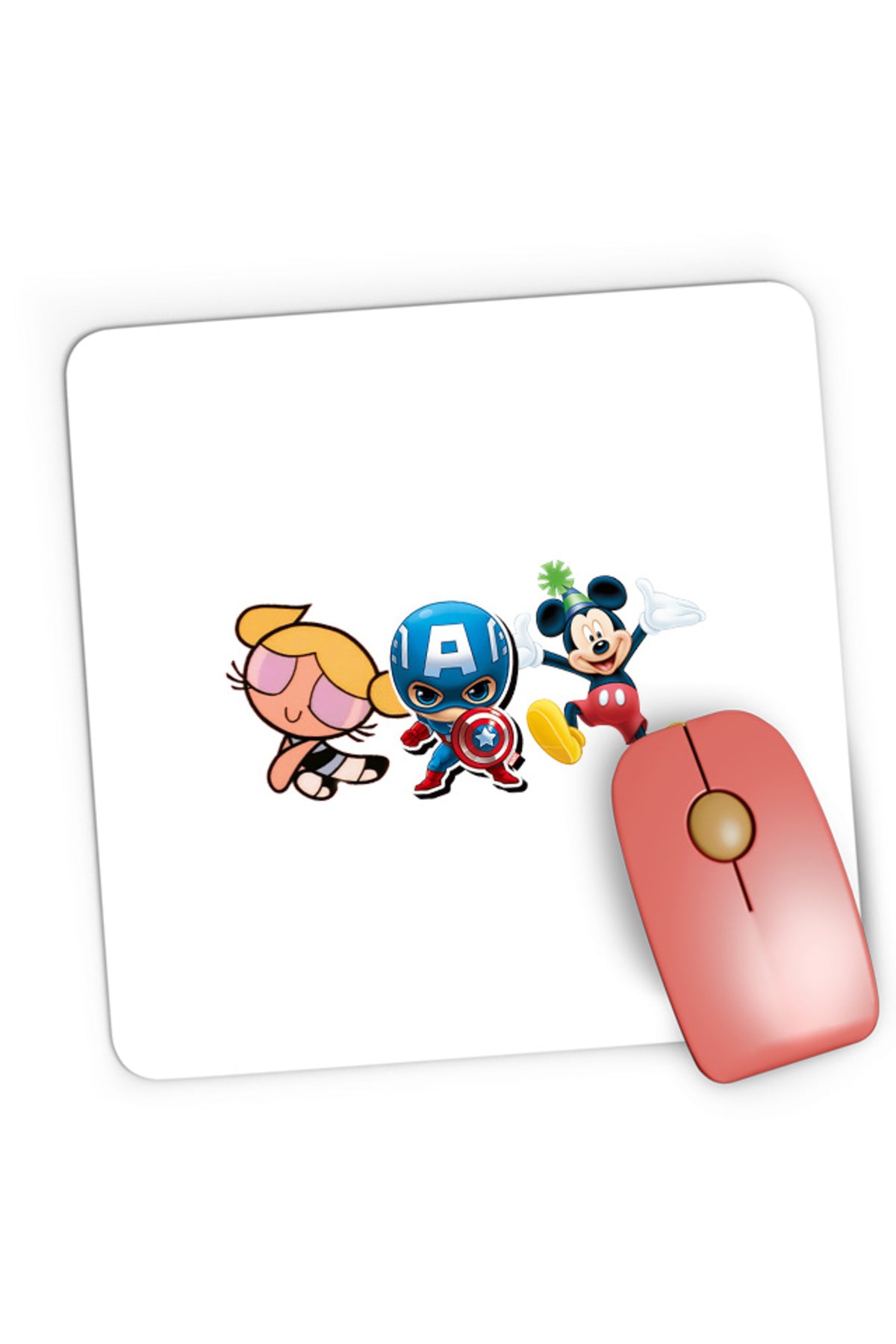 Mousepad Gaming Captain America Chibi Small Cute Mickey Mouse Powerpuff, 21x19 cm