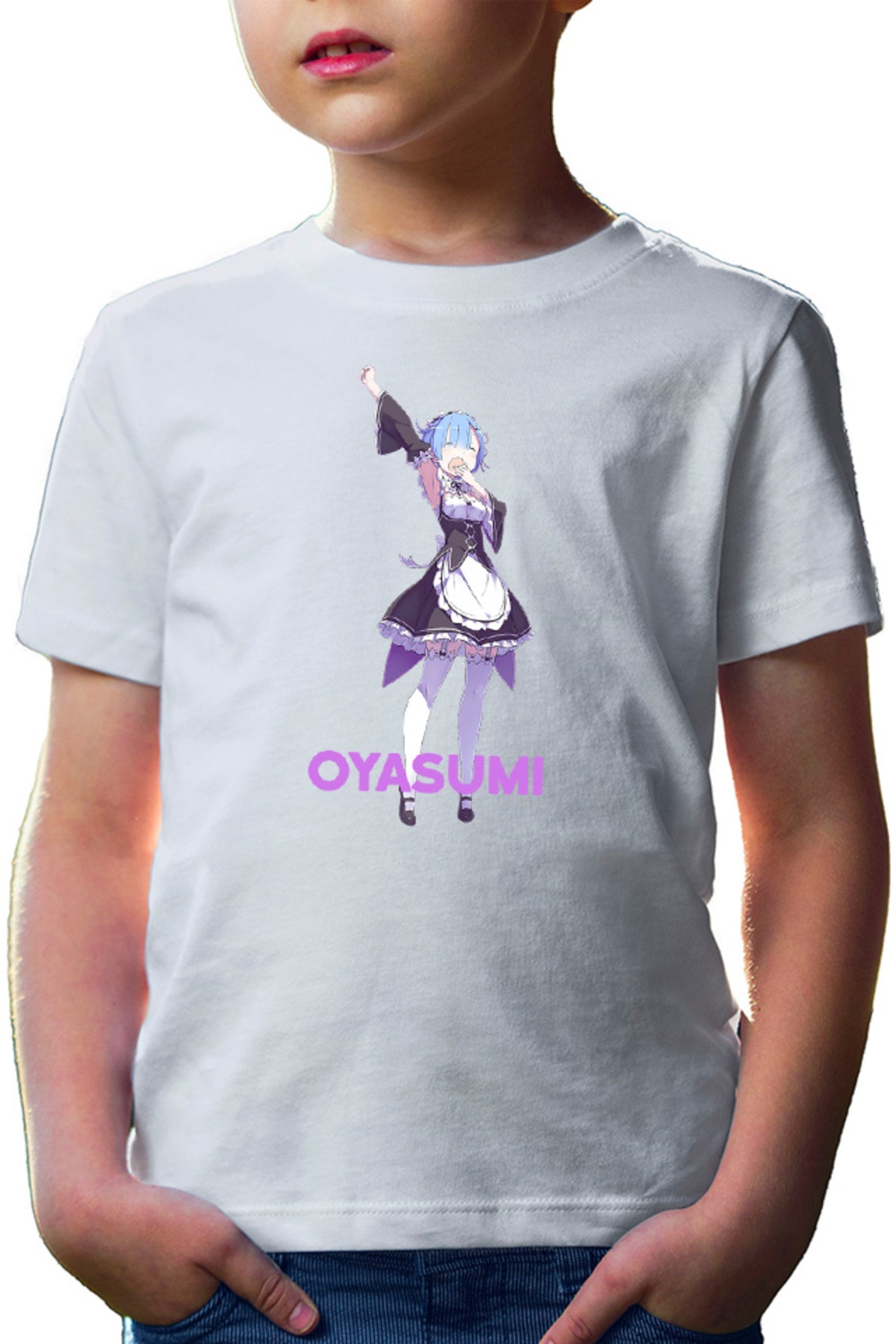 Tricou copii Re Zero REM Oyasumi Otaku Sleep Maiden Tired