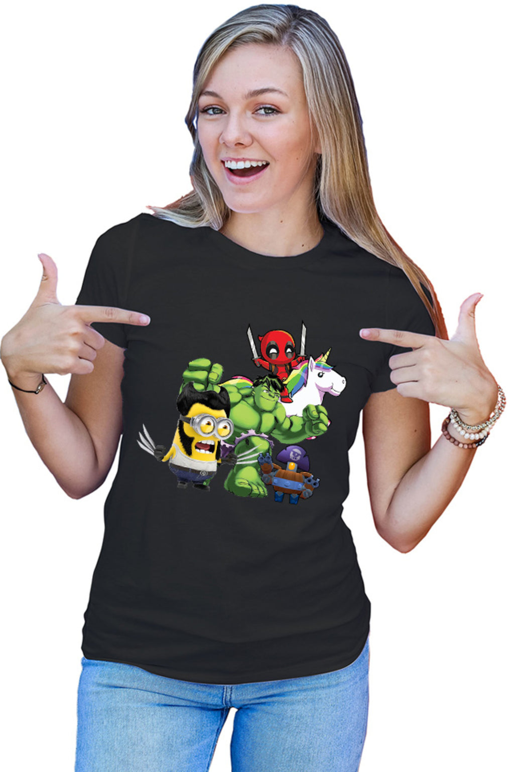 Tricou dama Wolverine Minions Hulk Brawl Stars Deadpool