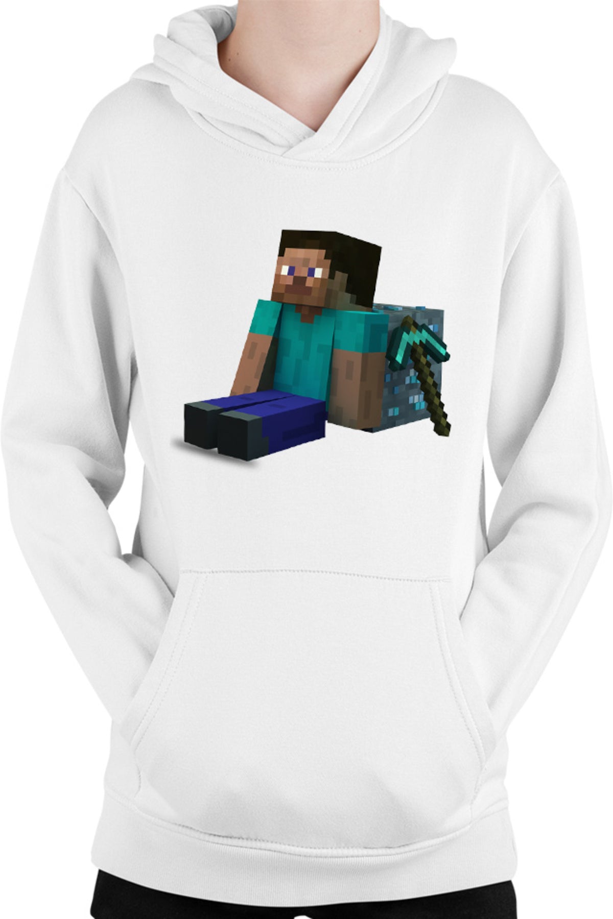 Hanorac copii Minecraft Diamond Cube Pickaxe Mining Sit Steve
