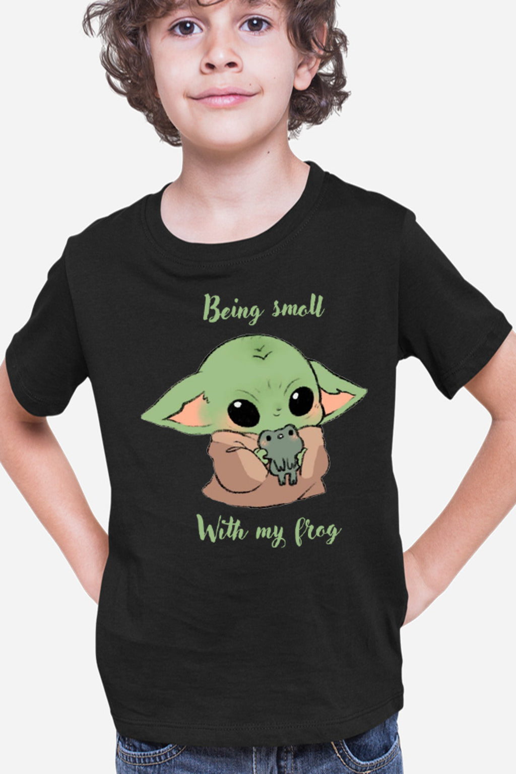 Tricou copii Baby Yoda Frog Eat Kawaii