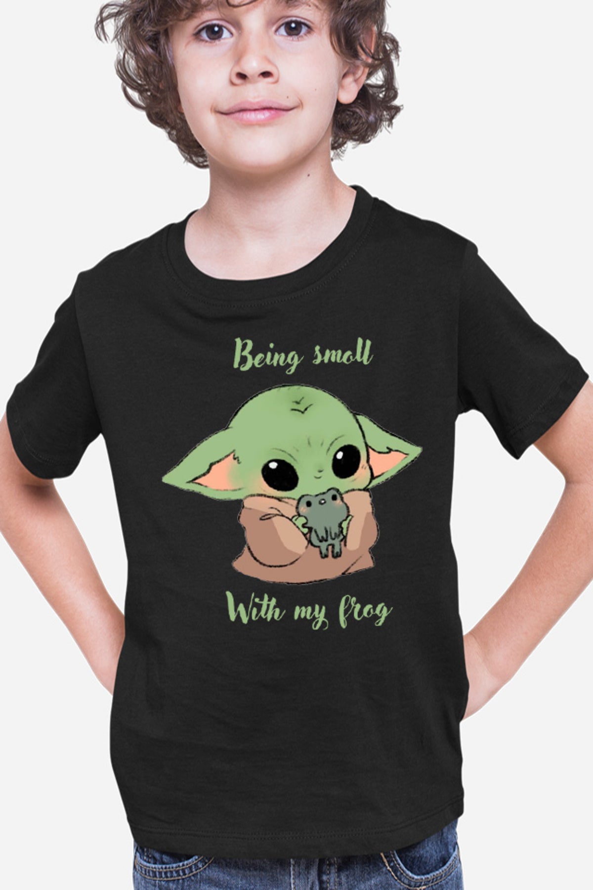 Tricou copii Baby Yoda Frog Eat Kawaii
