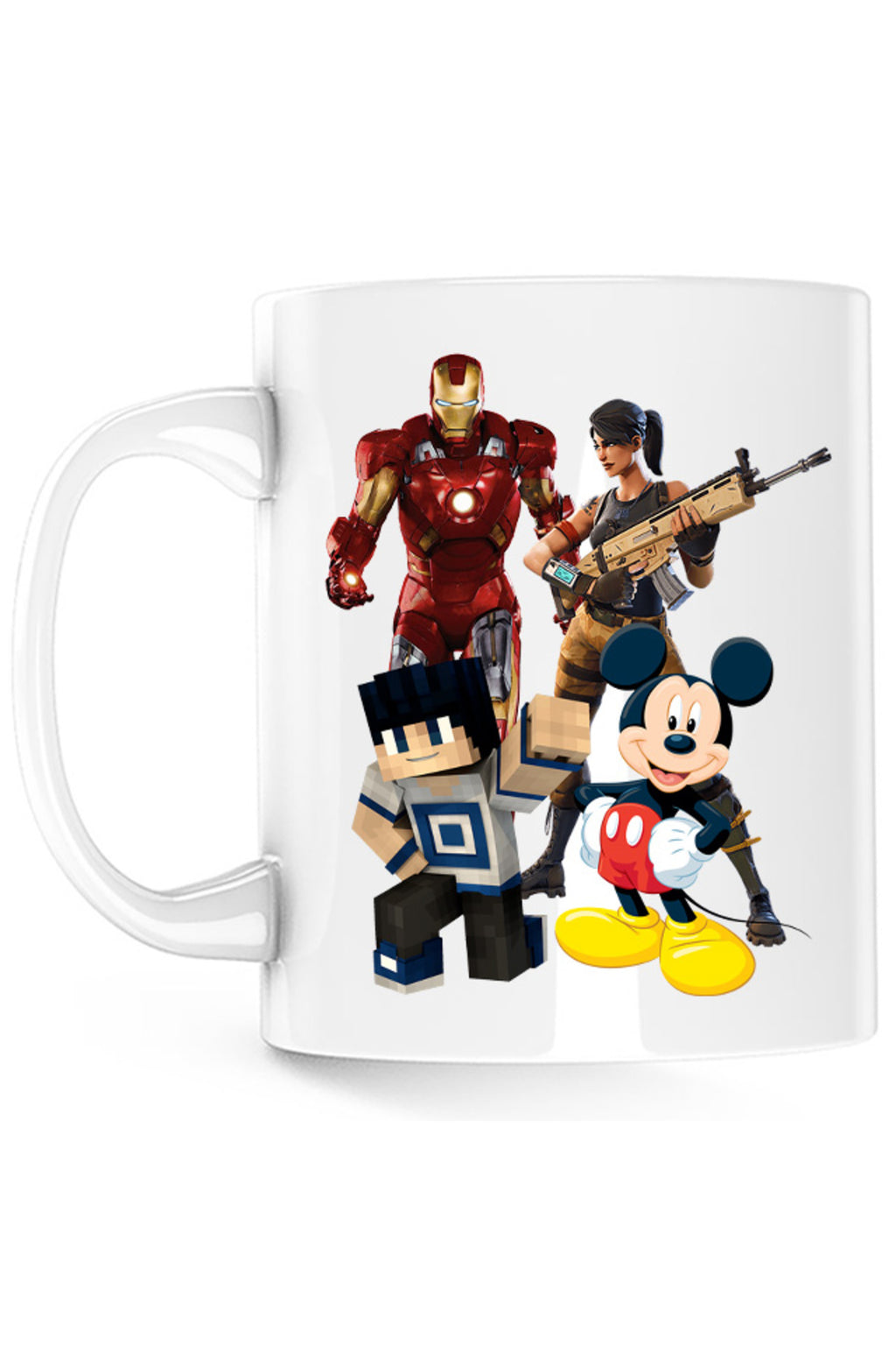 Cana Ironman Mickey Mouse Minecraft Fortnite Games, alba, 330 ml
