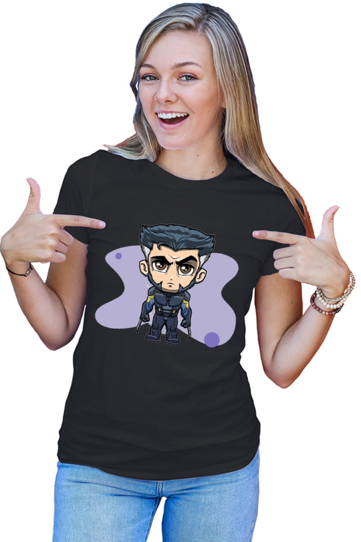 Tricou dama Wolverine Chibi Anime Claws Angry