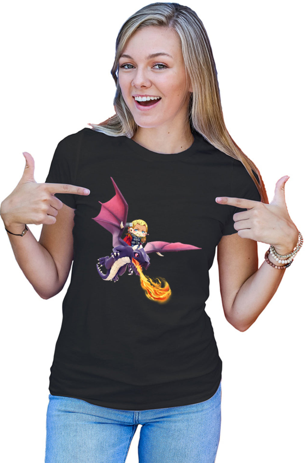 Tricou dama Clash of Clans Dragon Fire Thor Chibi Anime Version