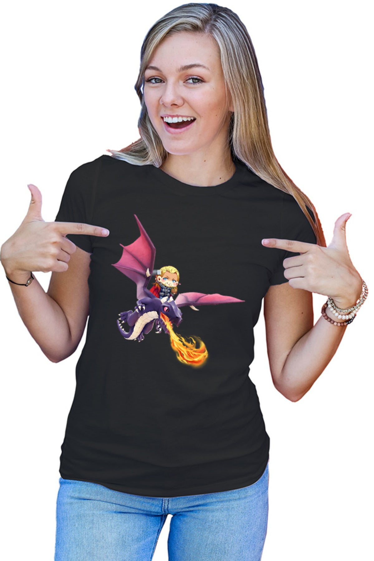 Tricou dama Clash of Clans Dragon Fire Thor Chibi Anime Version