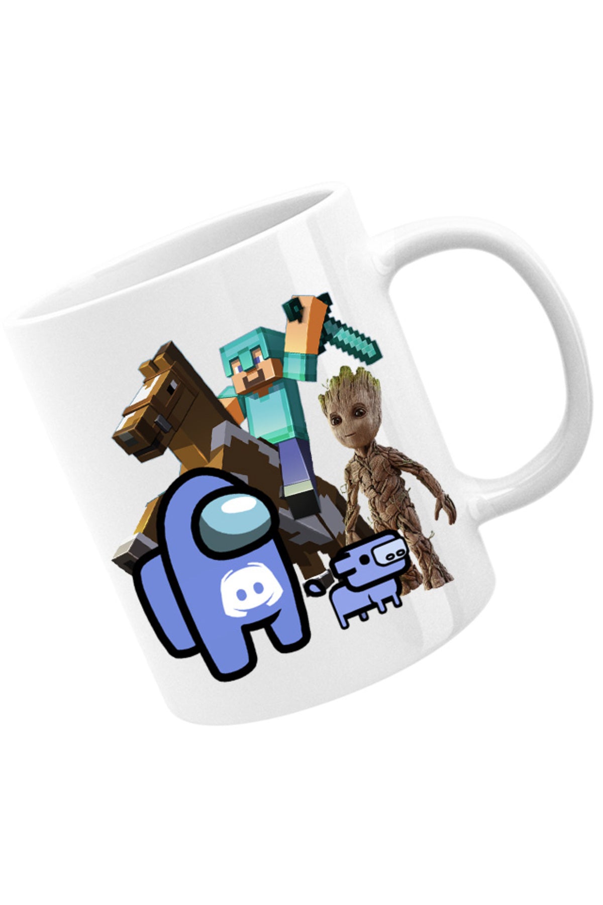 Cana Among Discord Baby Groot Minecraft Diamond Sword, alba, 330 ml