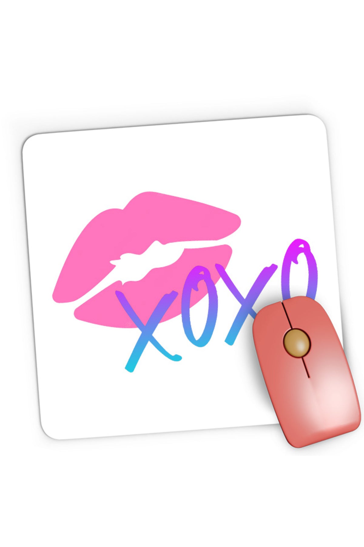 Mousepad Gaming XOXO Logo Kiss Lips Lipstick Gradient Neon, 21x19 cm