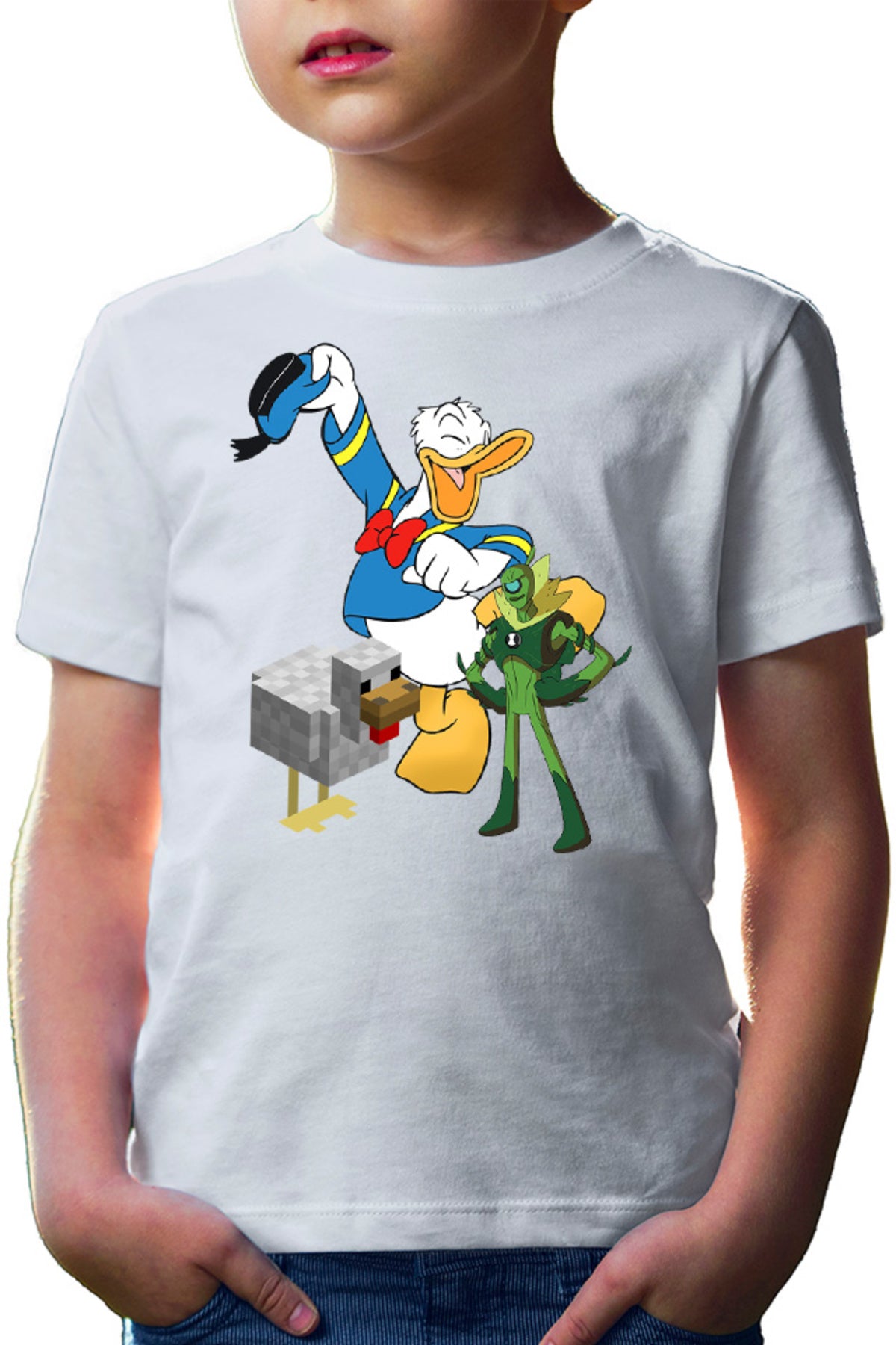 Tricou copii Donald Duck Minecraft Chicken Ben10 Alien Watch Pixel